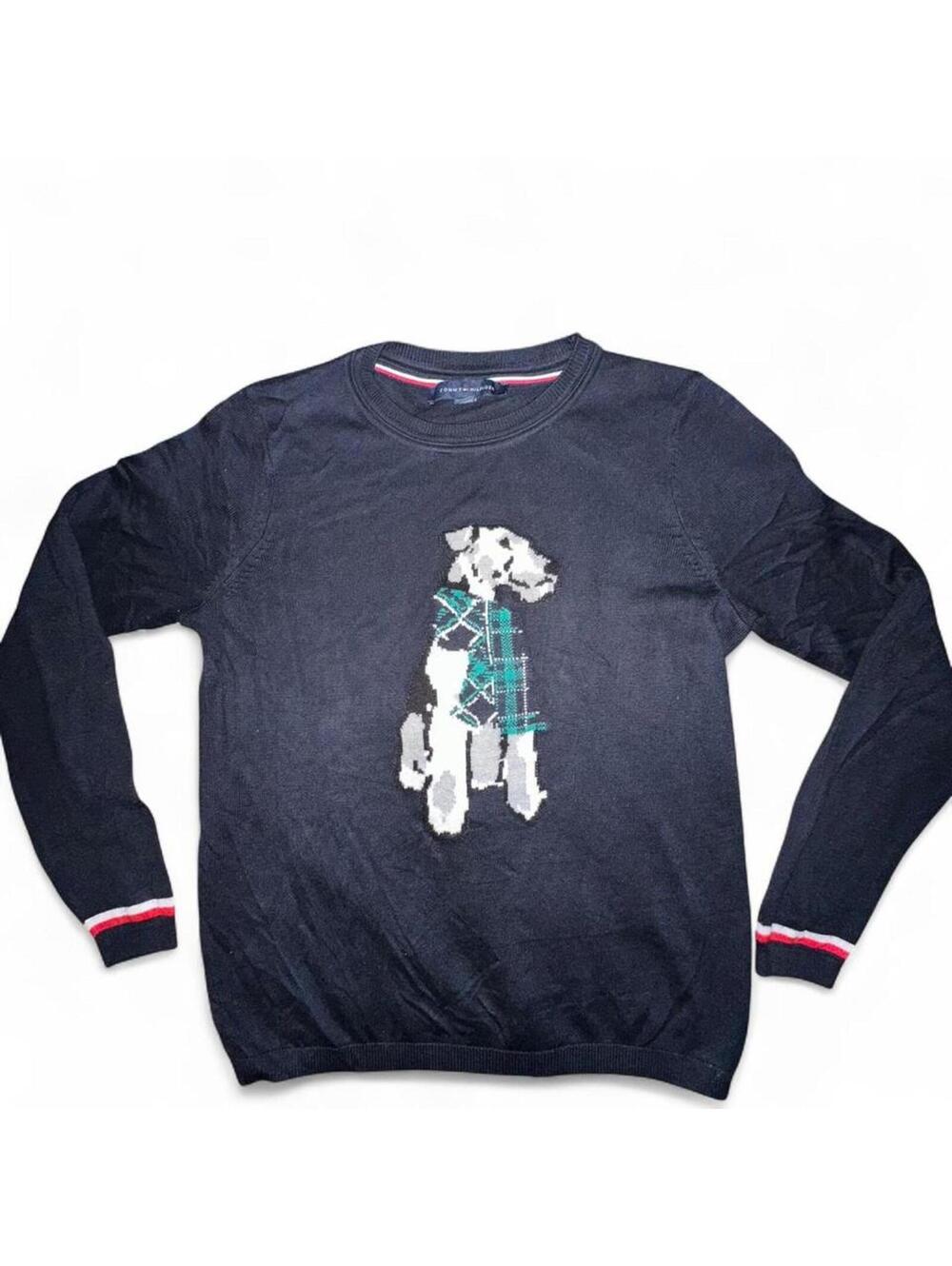 Tommy Hilfiger knit dog sweater size small black